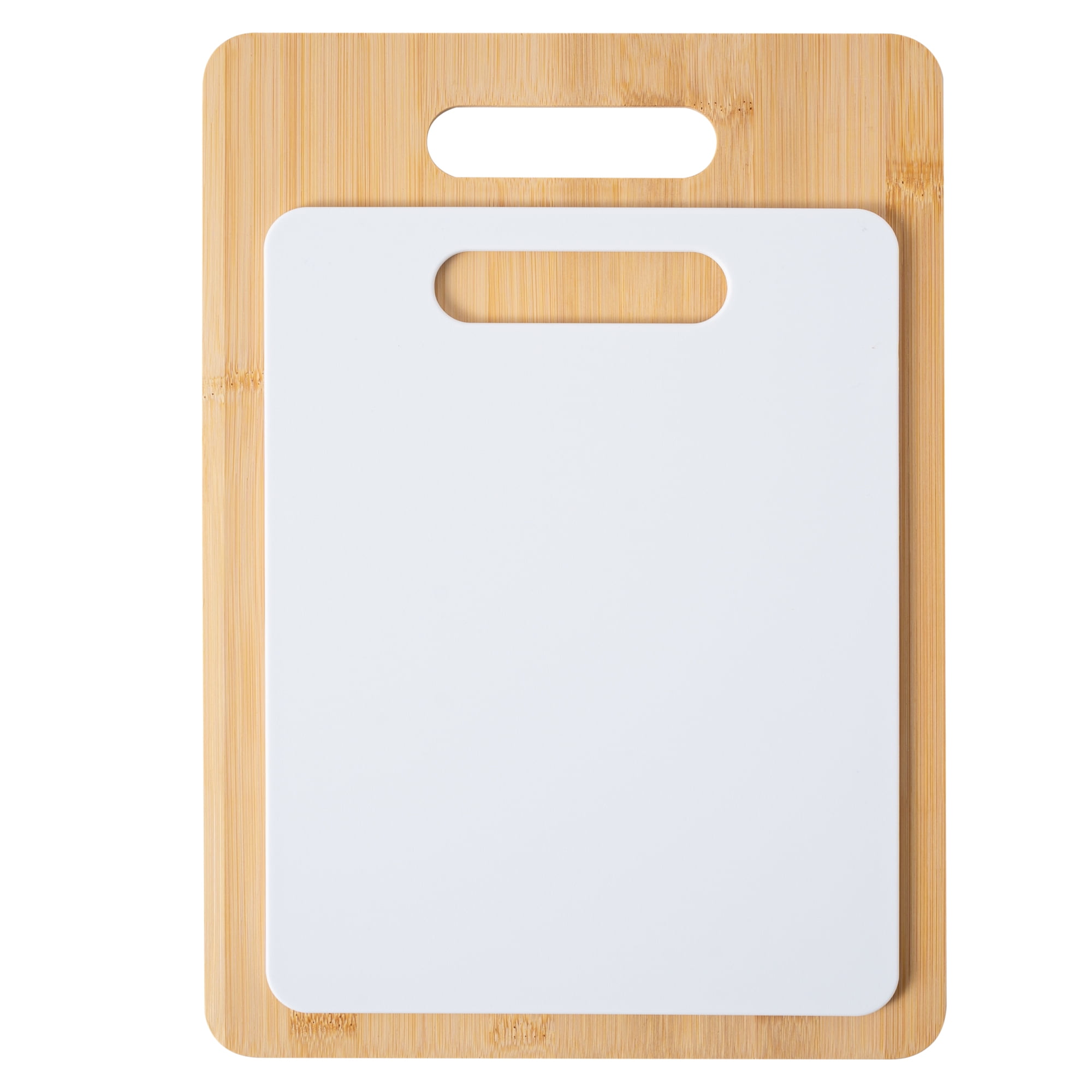 Mainstays Cutting Boards Set, 14 x 10in&11 x 8.5in, 100% Bamboo and Polypropylene
