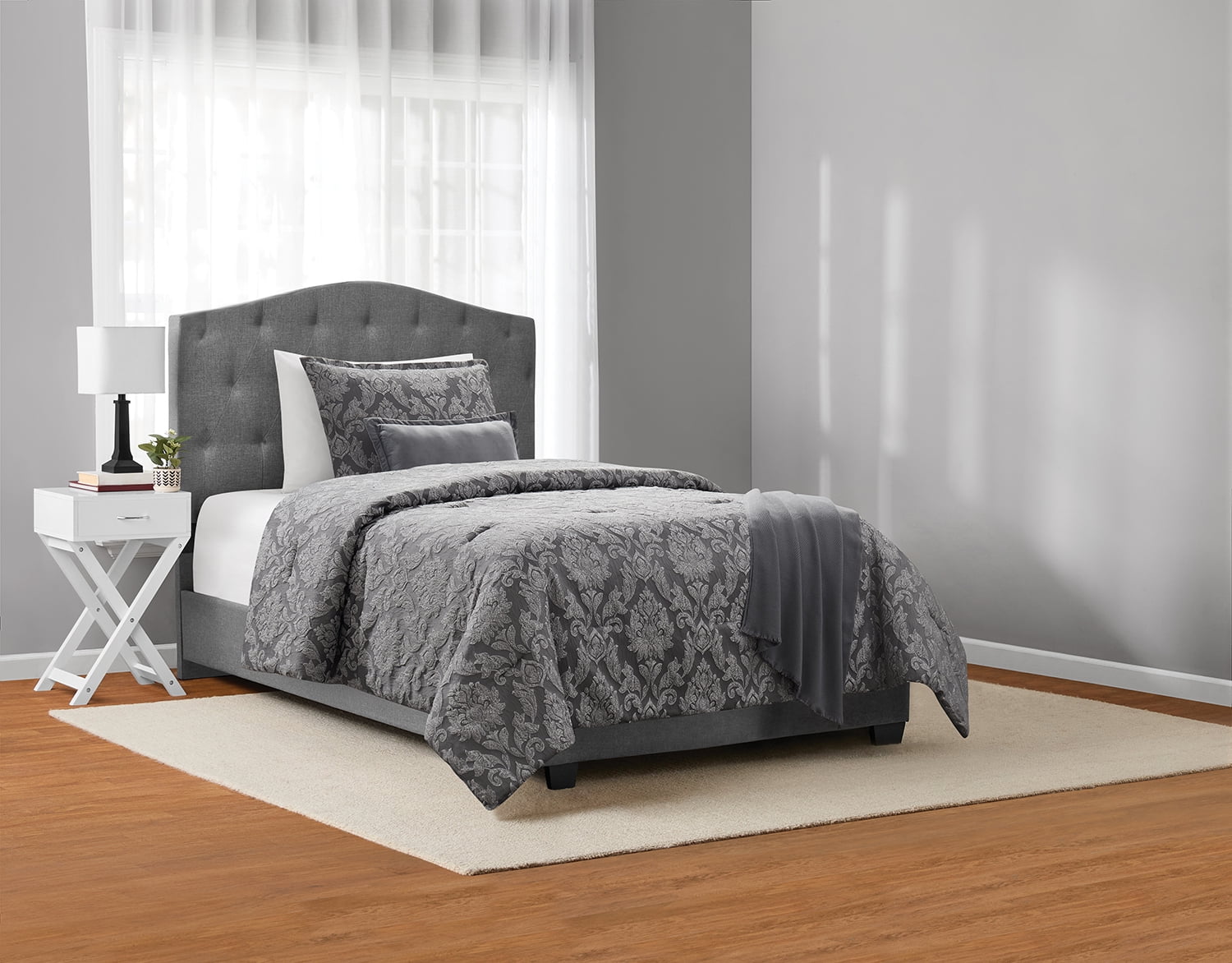 コットンマスク グレー系3柄 洗濯 64個セット m9469x2-64-HC20 Mainstays Damask 4-Piece Grey Jacquard Comforter Set, Twin/Twin XL