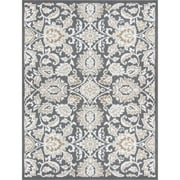 Mainstays Damask Charcoal, Indoor Area Rug, 4'11" x 6'6"