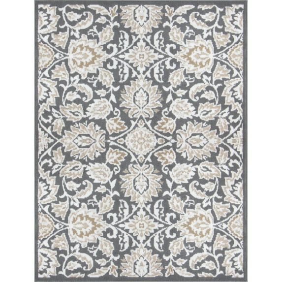 Mainstays Damask Charcoal, Indoor Area Rug, 4'11" x 6'6"