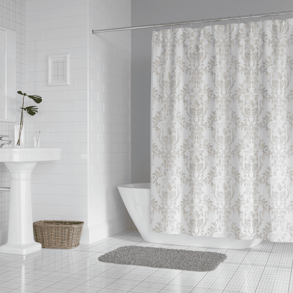 Mainstays Damask Multi Color Printed Shower Curtain, 72” x 72"