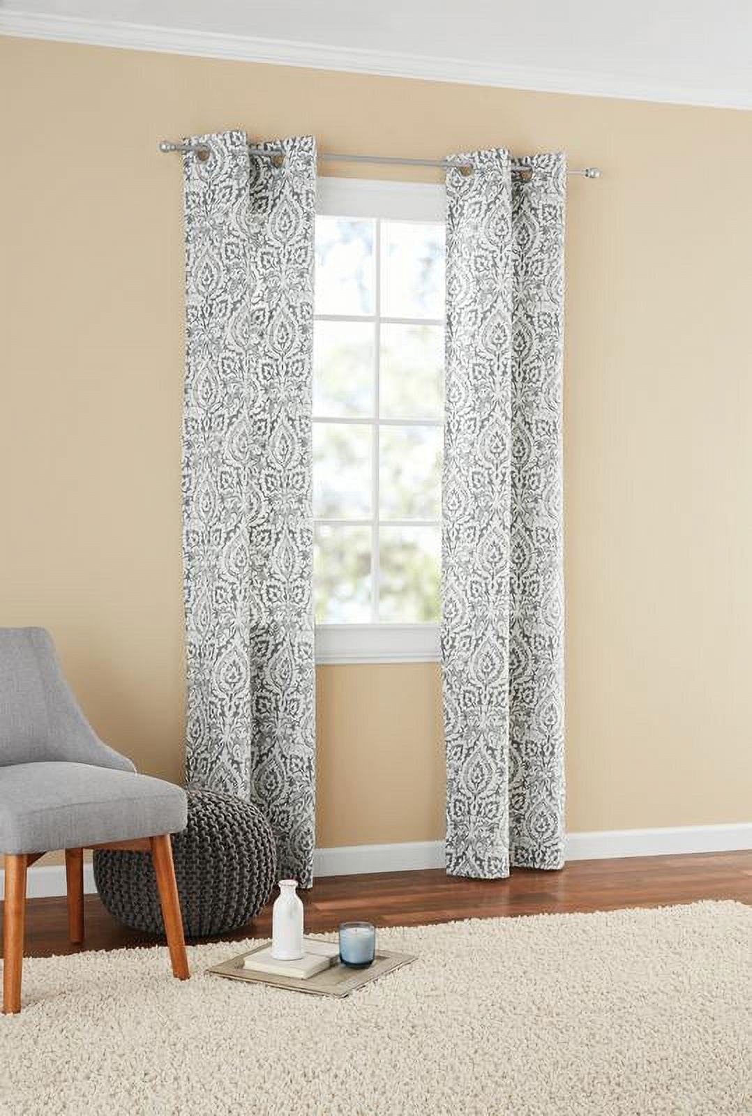 Mainstays Damask Window Curtain Panel Pair, 60" x 84", Gray