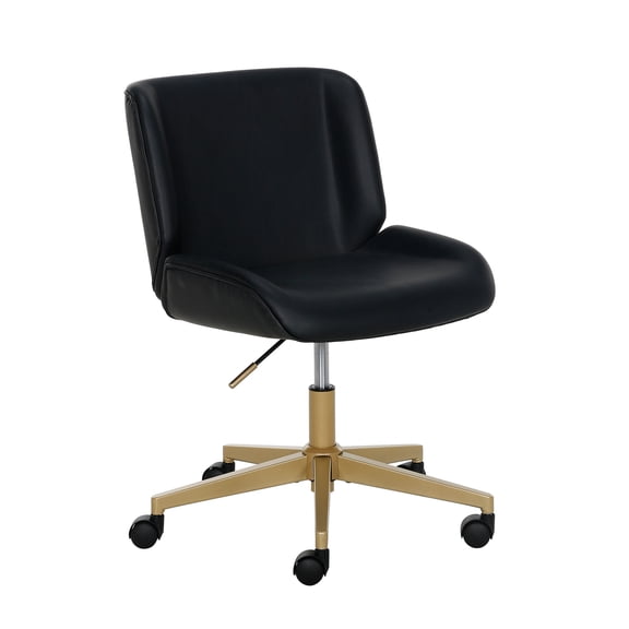 Open Box Mainstays Daphne Mid Back Office Chair with Black Faux Leather