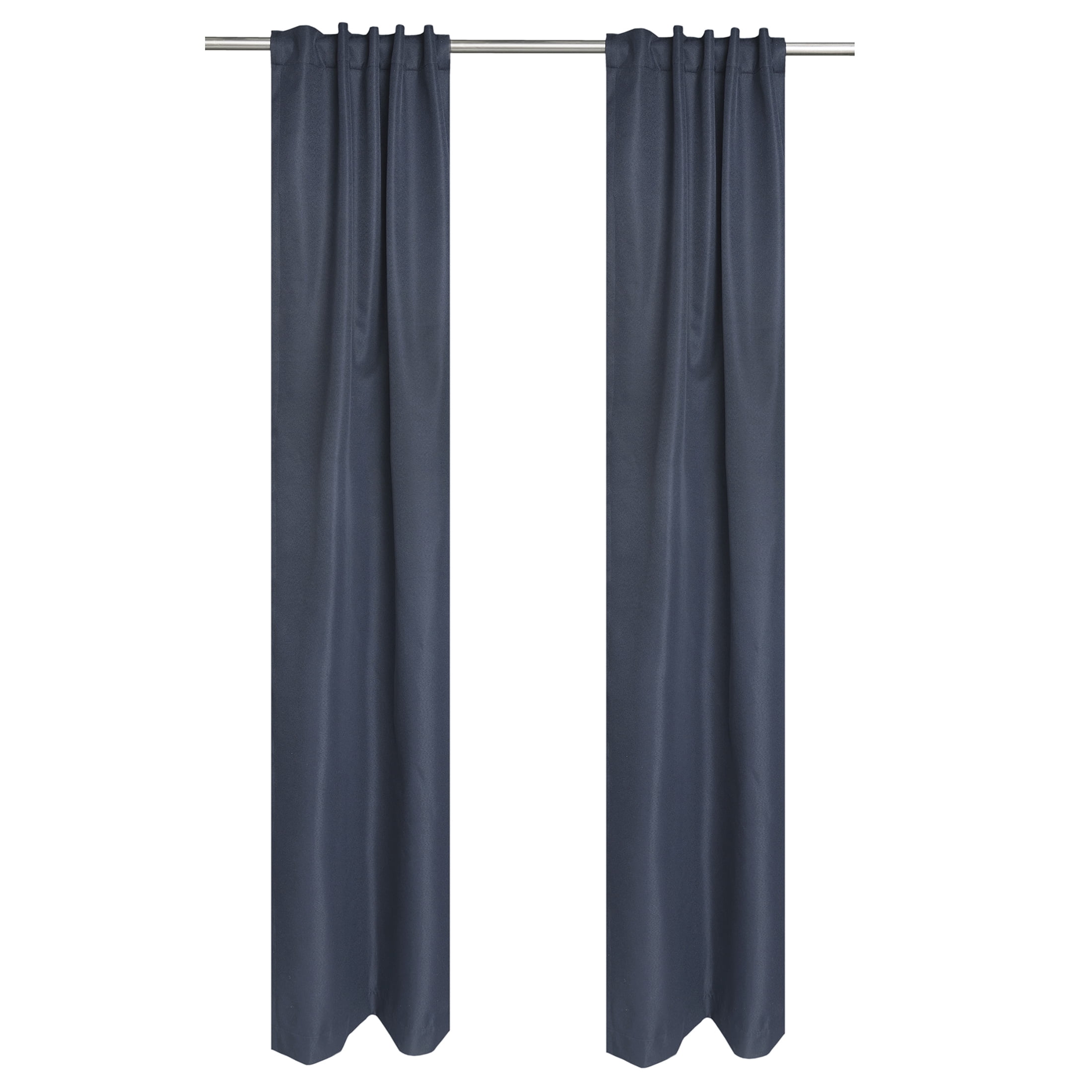 Mainstays Dark Navy Solid Blackout Rod Pocket with Back Tabs Curtain Panel Pair, Set of 2, 30" W x 63" L