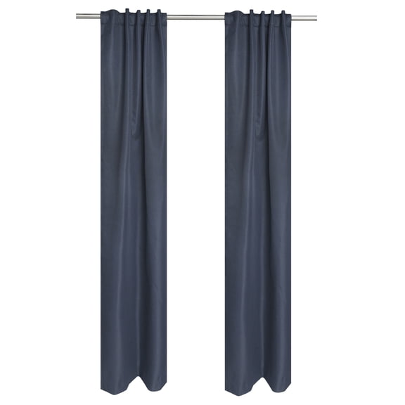 Mainstays Dark Navy Solid Blackout Rod Pocket with Back Tabs Curtain Panel Pair, Set of 2, 30" W x 63" L