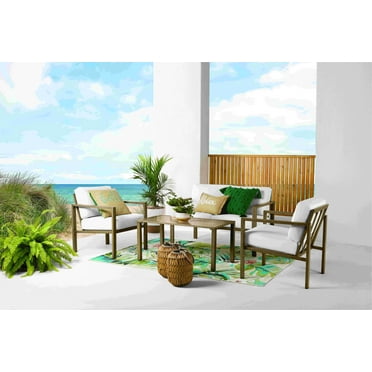 Mainstays Dashwood 4-Piece Outdoor Patio Conversation Set, Cream