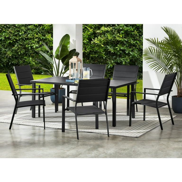 Mainstays Dashwood 7 Piece Outdoor Dining Set Black Walmart