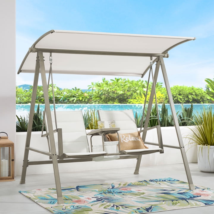Mainstays Dashwood Outdoor 2-Sling Seat Porch Swing, Cream