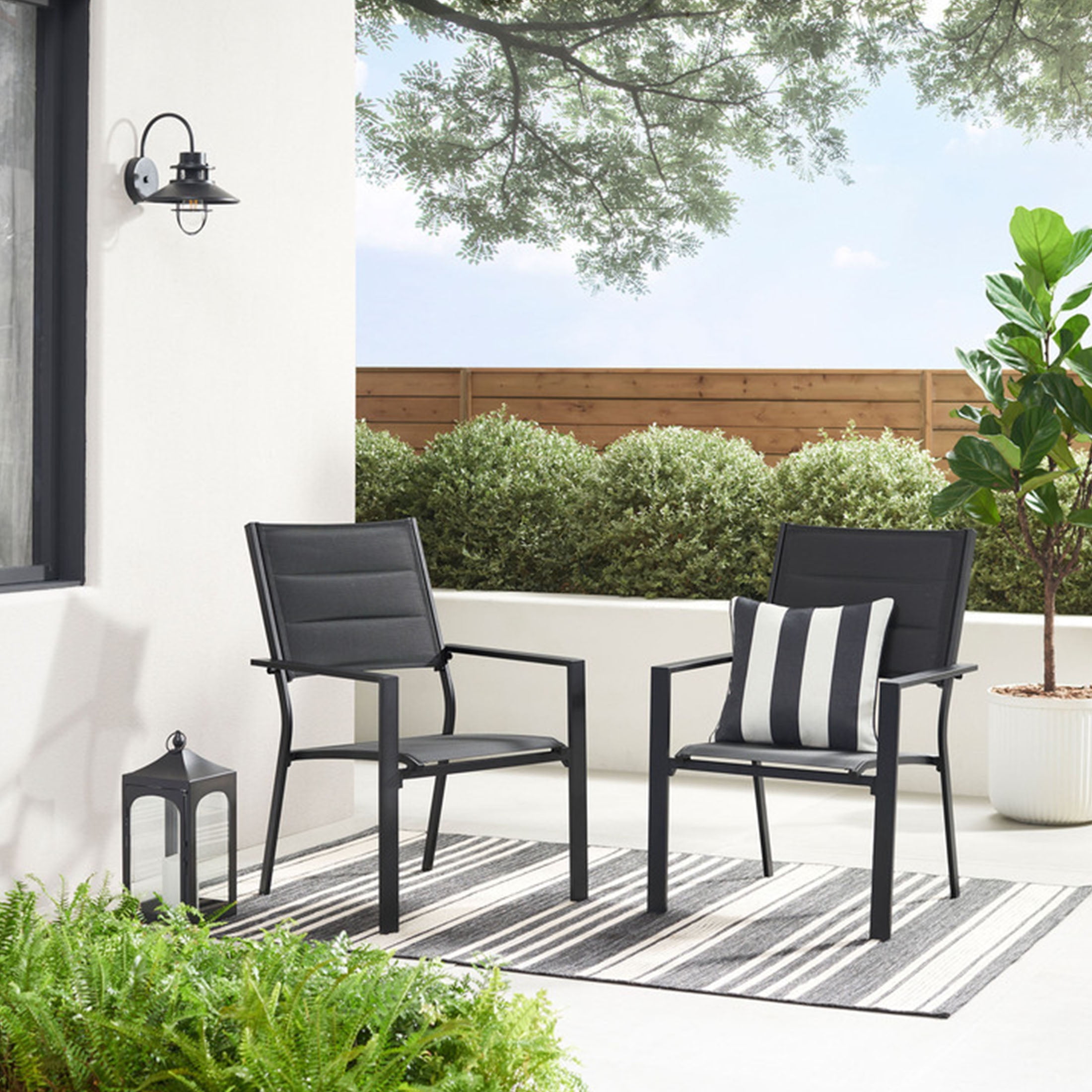 Mainstays Dashwood Outdoor Dining Chair, Black, 2 Pack