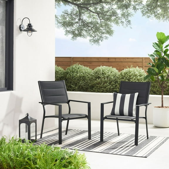 Mainstays Dashwood Steel Outdoor Dining Armchair - Set of 2, Black