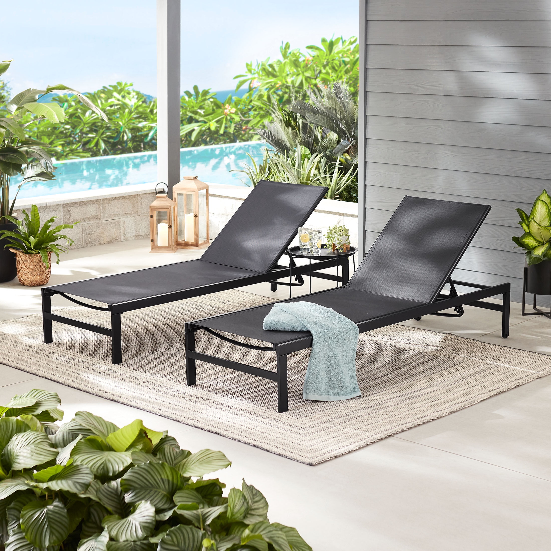 Free Shipping! Mainstays Dashwood Outdoor Sling Chaise Lounger 2-Pack ...