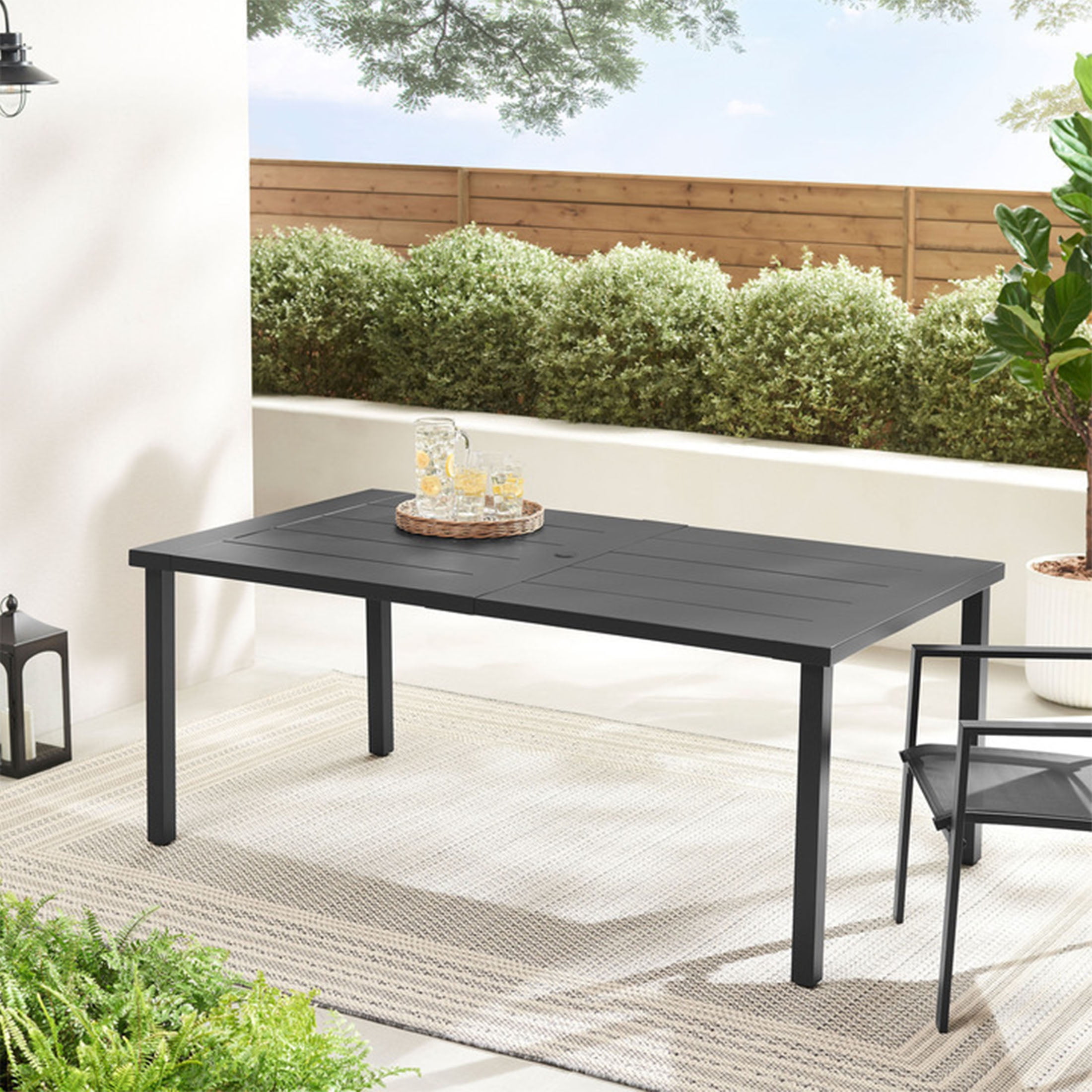 Mainstays Dashwood Rectangle Steel Outdoor Dining Table, Black
