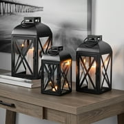 Mainstays Decorative Black Metal Pillar Candleholder Lantern, 10", Small