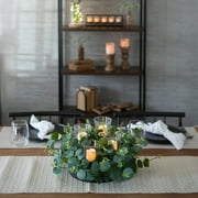 Mainstays Decorative Black Metal Tealight Votive Candleholder Centerpiece with Faux Florals, 8