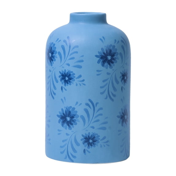 Mainstays By Becky G. & Alejandra Tall 7.6" Blue Flower Decorative Ceramic Vase
