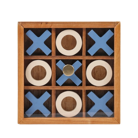 Mainstays By Becky G. & Alejandra 6" Wood Tic Tac Toe Tabletop Decoration, Blue & Natural