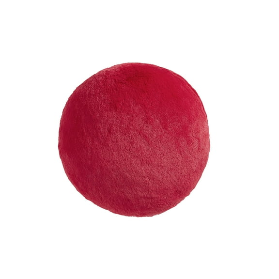 Mainstays Decorative Fur Round Pillow, 16" Round Round, Brilliant Red