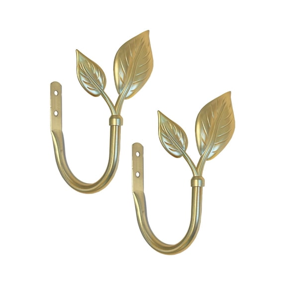 Mainstays 2 Decorative Leaf Curtain Holdbacks, Gold