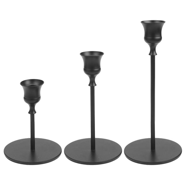 Mainstays Decorative Metal Taper Candle Holders, Set of 3, Black ...