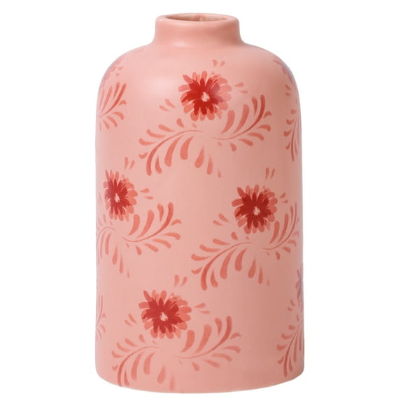 Mainstays By Becky G. & Alejandra Small 6.38" Pink Flower Decorative Ceramic Vase