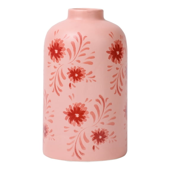 Mainstays By Becky G. & Alejandra Tall 7.6" Pink Flower Decorative Ceramic Vase