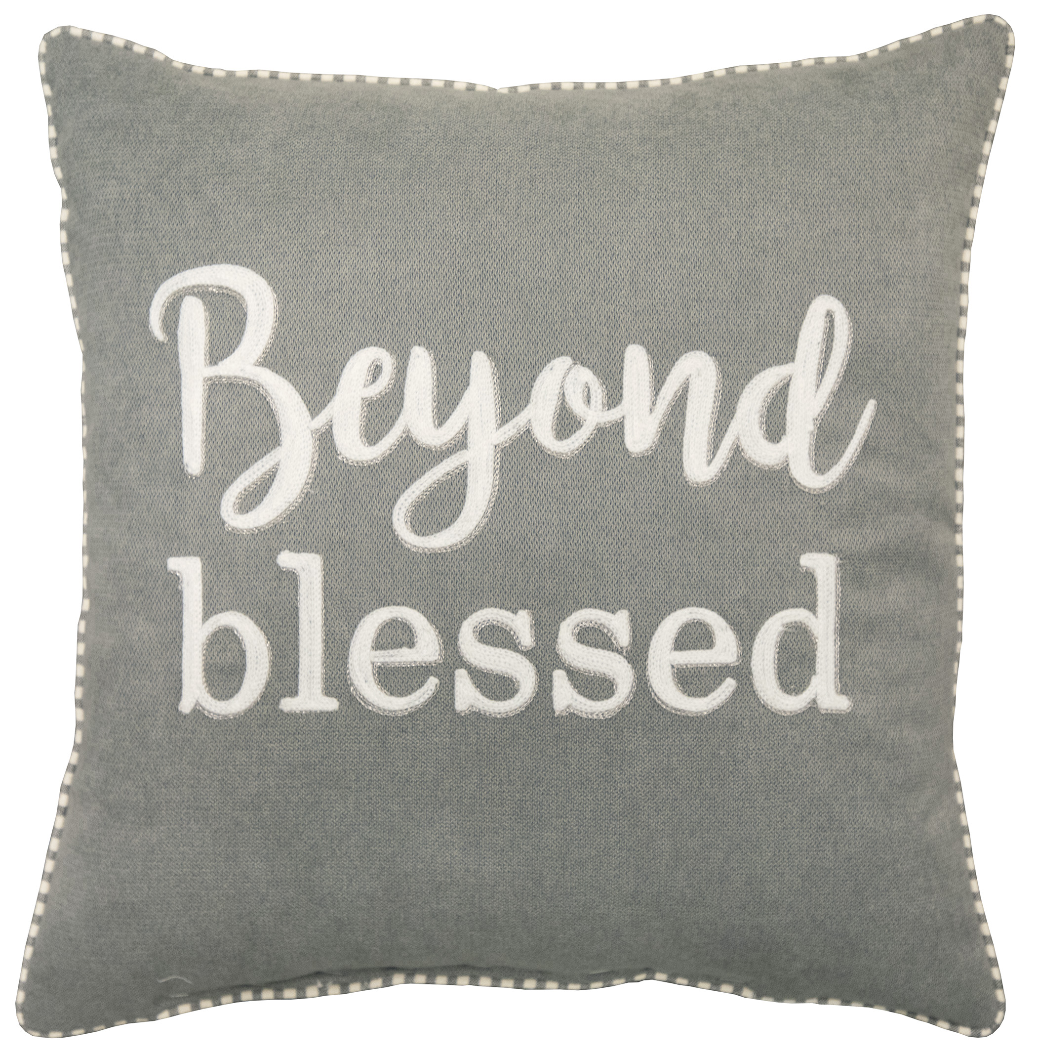 Mainstays Decorative Throw Pillow, Beyond Blessed Sentiment, Square, Grey, 18" x 18", 1Pack - image 1 of 5