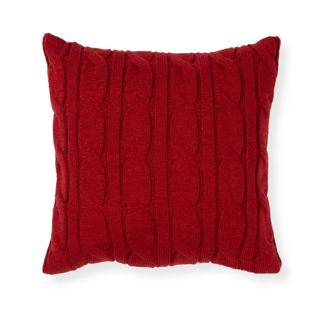 Mainstays Decorative Throw Pillow, Holiday Sweater Knit, 17"x17" Square, 1 per Pack