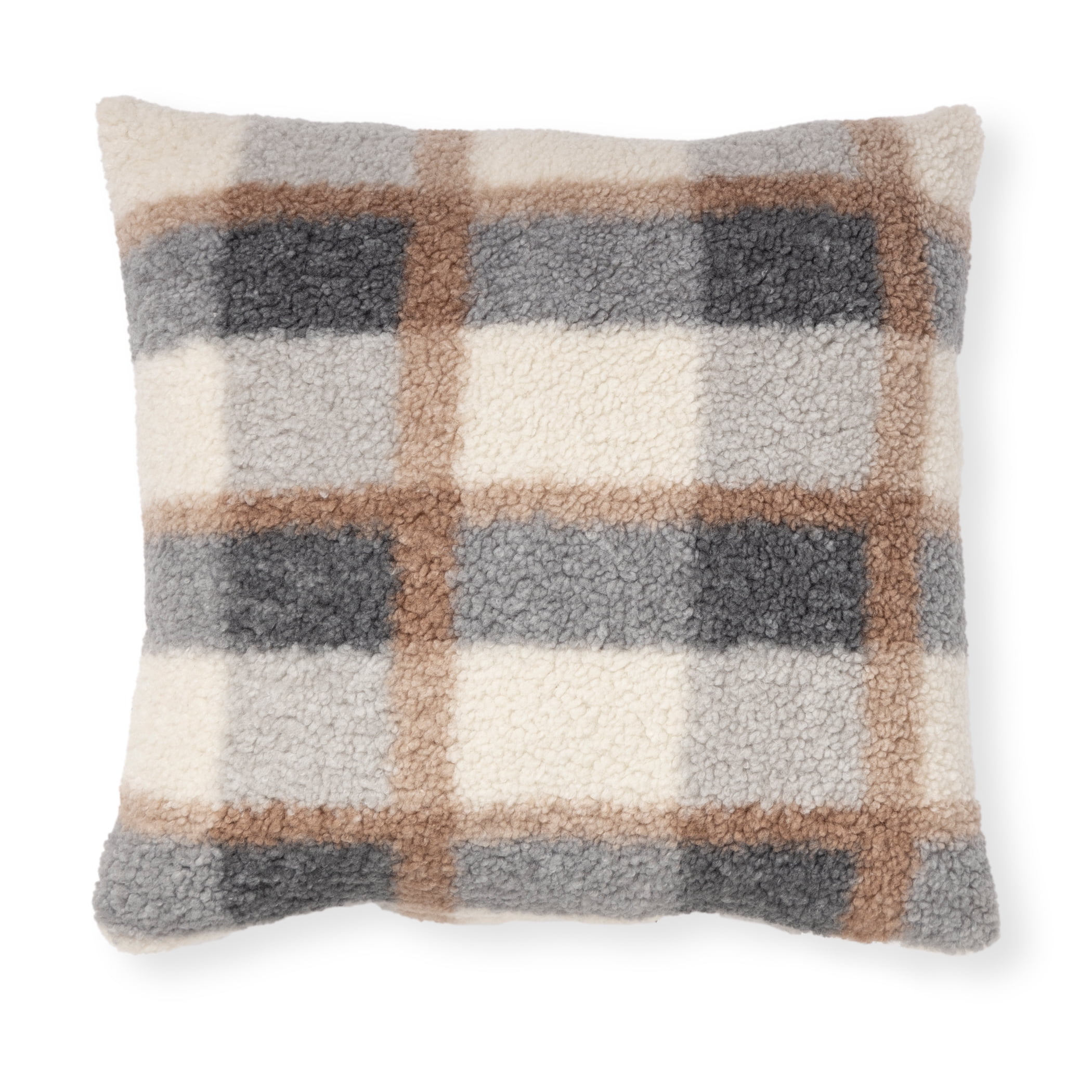 Mainstays Decorative Throw Pillow, Plaid, Multi, 18" Square, Single
