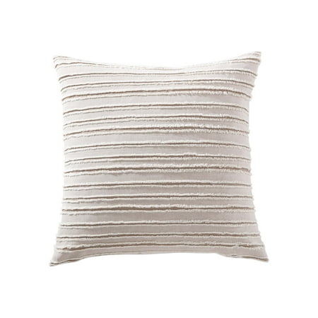 Mainstays Decorative Throw Pillow, Stripe Fringe, Square, Taupe, 20'' x 20''