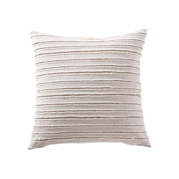 Mainstays Decorative Throw Pillow, Stripe Fringe, Square, Taupe, 20'' x 20''