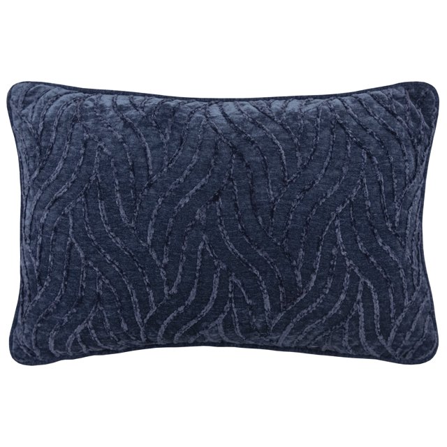 Mainstays Decorative Throw Pillow, Texture Chenille, Oblong, Navy, 14