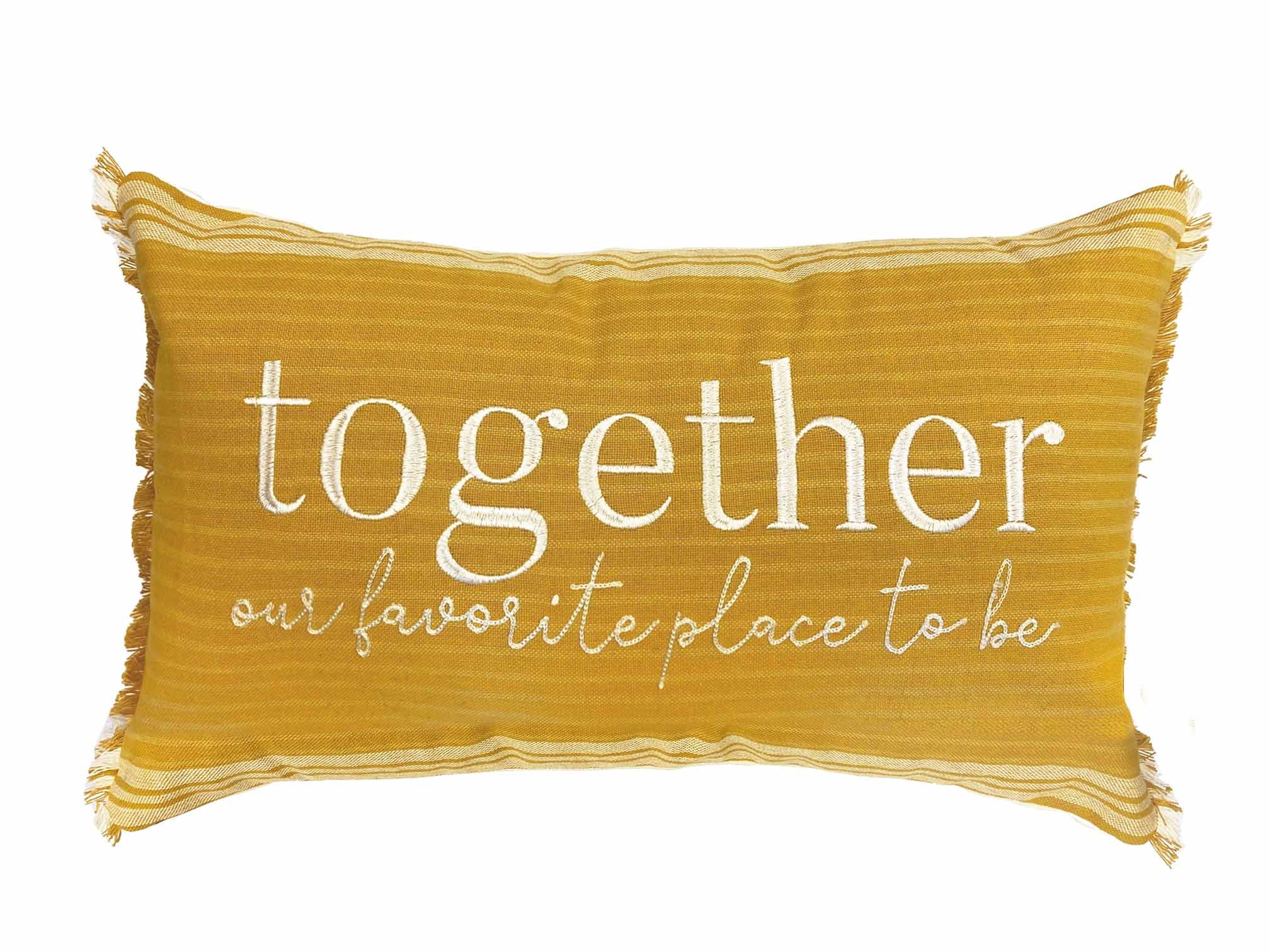 Mainstays Decorative Throw Pillow, Together, Yellow, Oblong 12"x22"