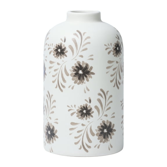 Mainstays By Becky G. & Alejandra Tall 7.6" White Flower Decorative Ceramic Vase