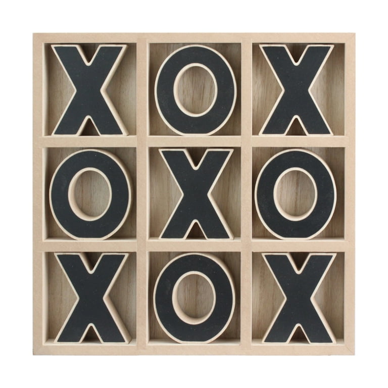 Mainstays Decorative 12 Inch Wooden Tic Tac Toe Set Brown Game and