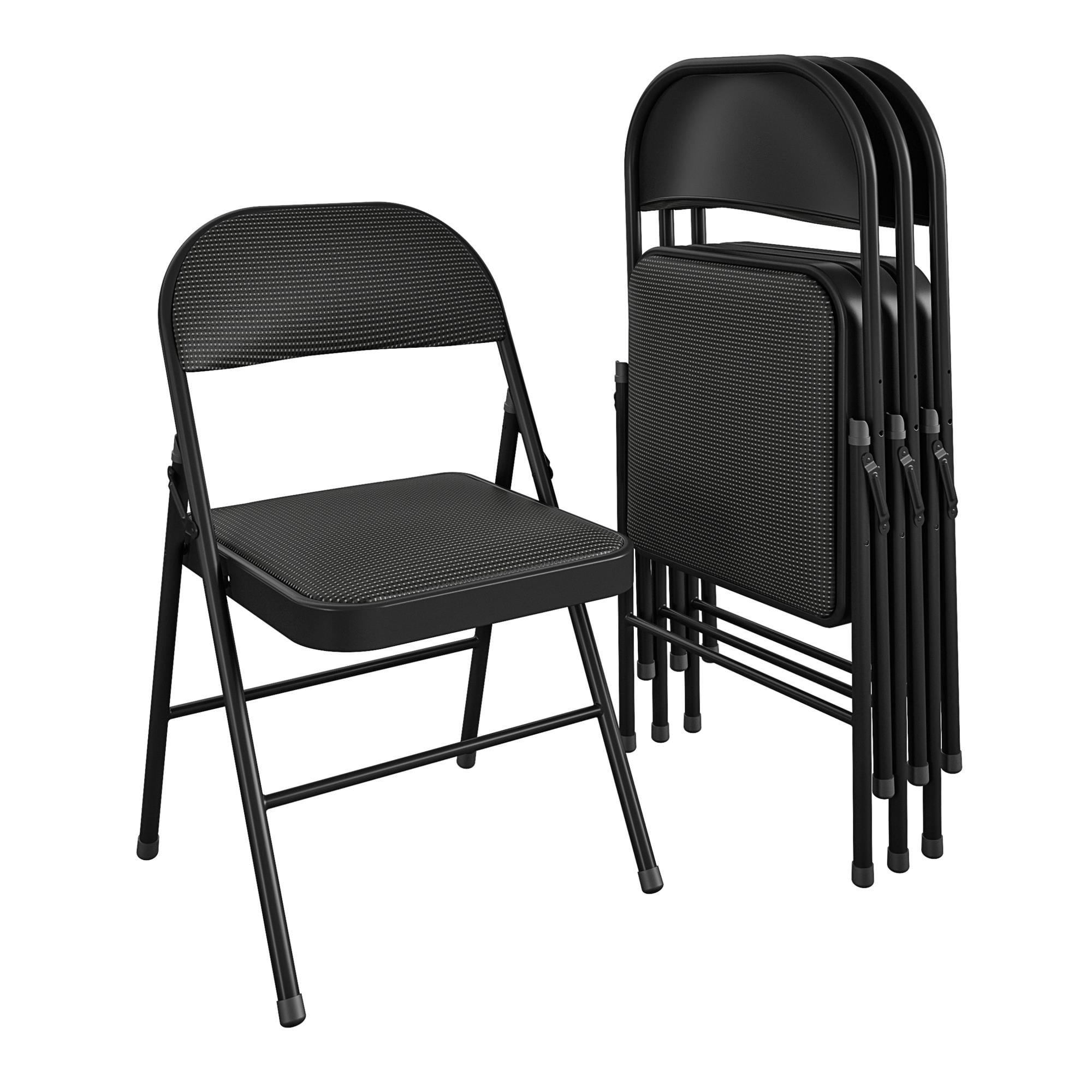 Mainstays Deluxe Fabric Padded Seat & Back Folding Chair, Dark Gray (Set of 4)