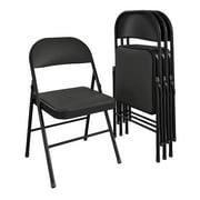 Mainstays Deluxe Fabric Padded Metal Folding Chair, Black Set of 4