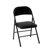 Mainstays Deluxe Vinyl Padded Seat and Metal Back Folding Chair, Black