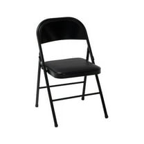 Mainstays Deluxe Vinyl Padded Seat and Metal Back Folding Chair, Black