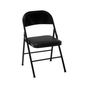 Mainstays Deluxe Vinyl Padded Seat and Metal Back Folding Chair, Black