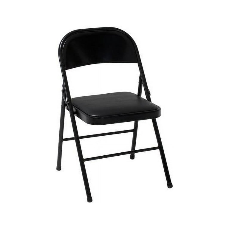 Mainstays Deluxe Vinyl Padded Seat and Metal Back Folding Chair Black