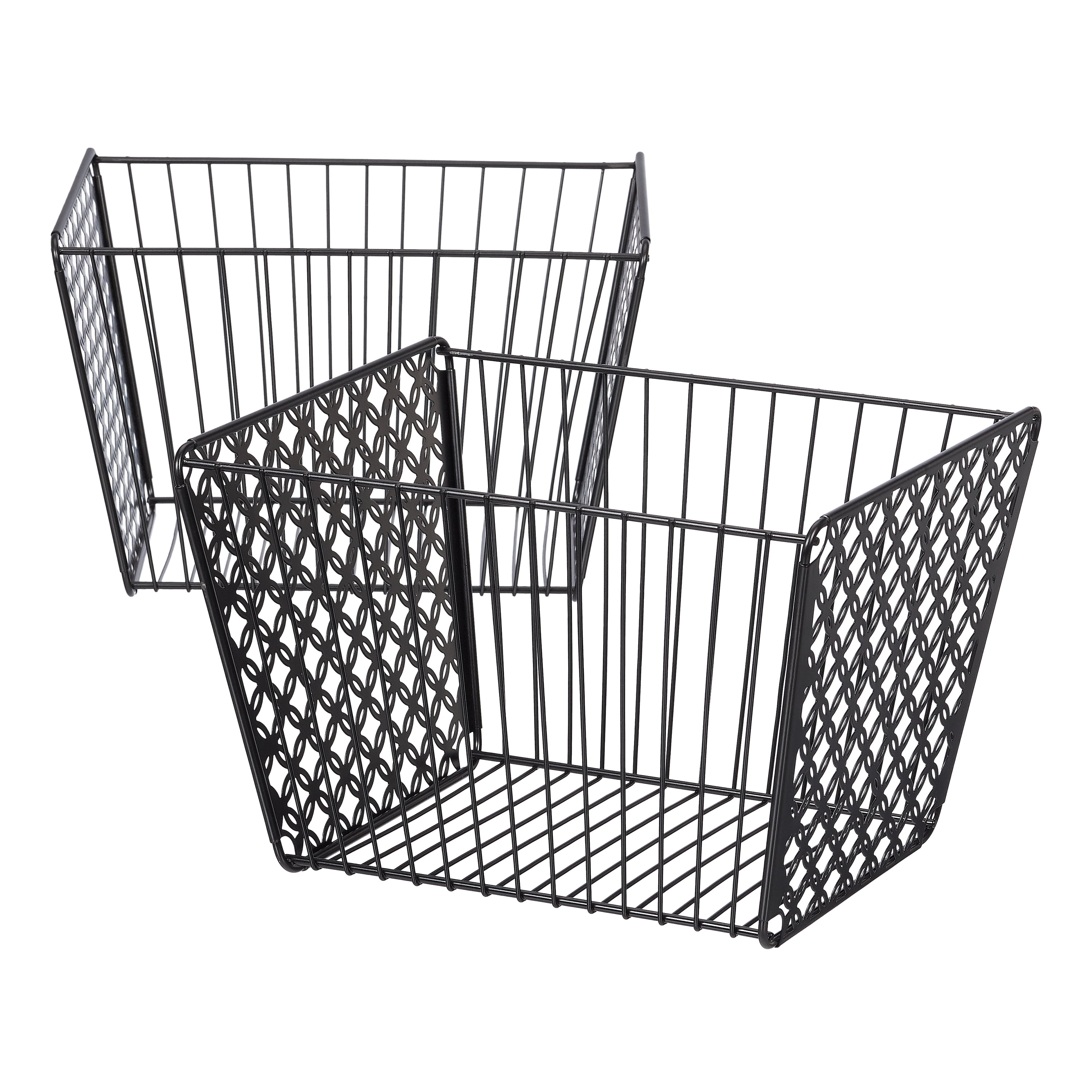 Mainstays Designer Metal Wire Cutout Storage Basket, Large, Pack of 2