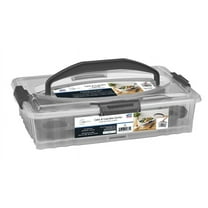 Mainstays Dessert Carrier, Rectangular Design, Clear Plastic with Dark Gray Handle and Clasps, Includes Slice-and-Serve Utensil (1 Each) 18" x 12" x 4.3"
