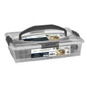 Mainstays Dessert Carrier, Rectangular Design, Clear Plastic with Dark Gray Handle and Clasps, Includes Slice-and-Serve Utensil 1 Each 18 x 12 x 4.3