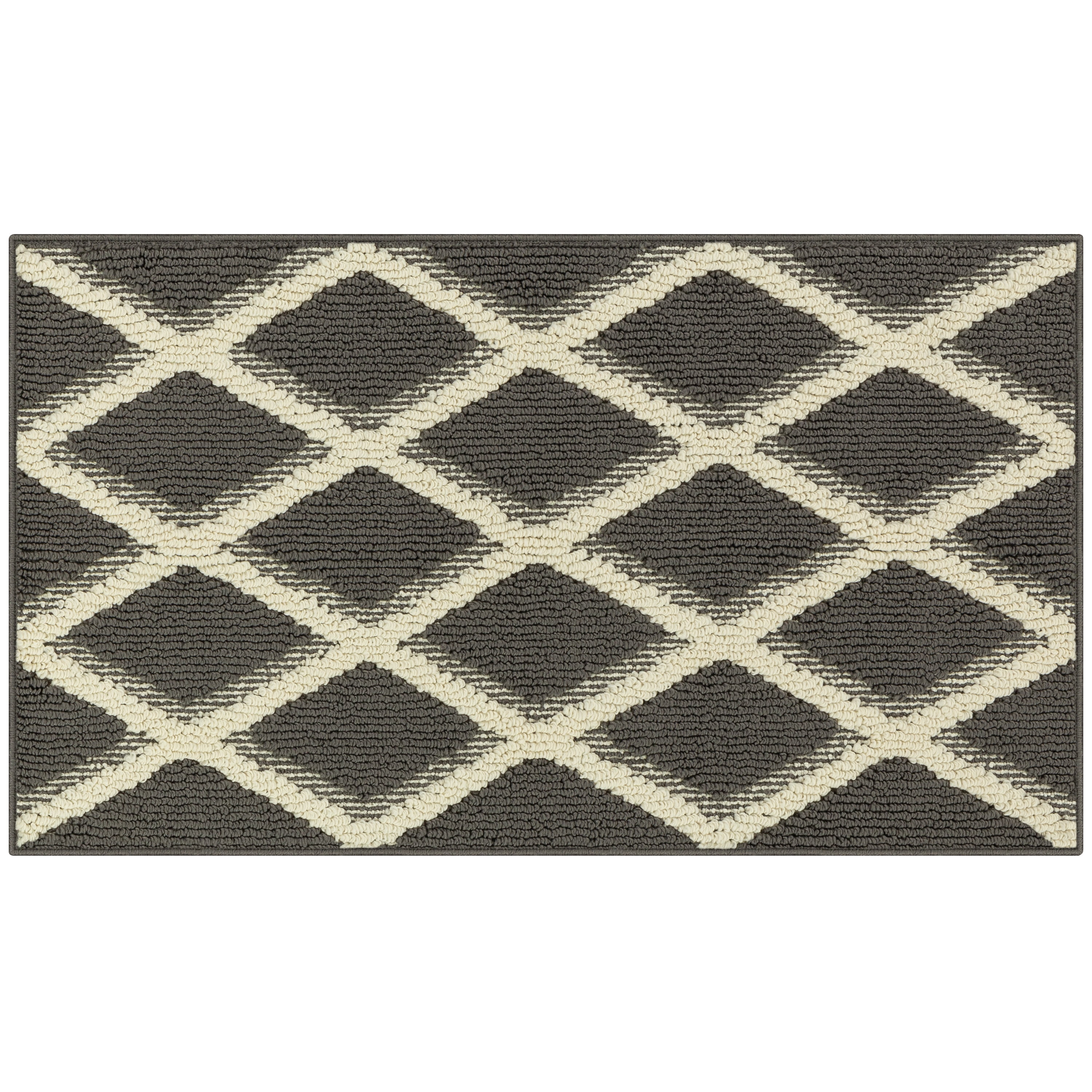 Mainstays Diamond Geometric High Low Pile Gray Indoor Accent Rug, 1'8"x2'6"