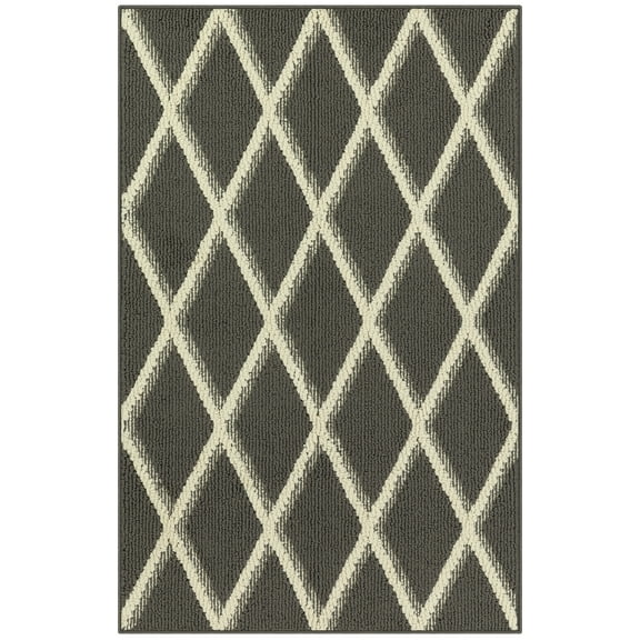 Mainstays Diamond Geometric High Low Pile Gray Indoor Accent Rug, 2'6"x3'10"