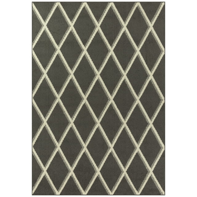 Mainstays Diamond Geometric High Low Pile Gray Indoor Area Rug, 5' x 7'