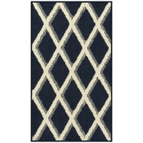 Mainstays Diamond Geometric High Low Pile Navy Blue Indoor Accent Rug, 1'8"x2'6"