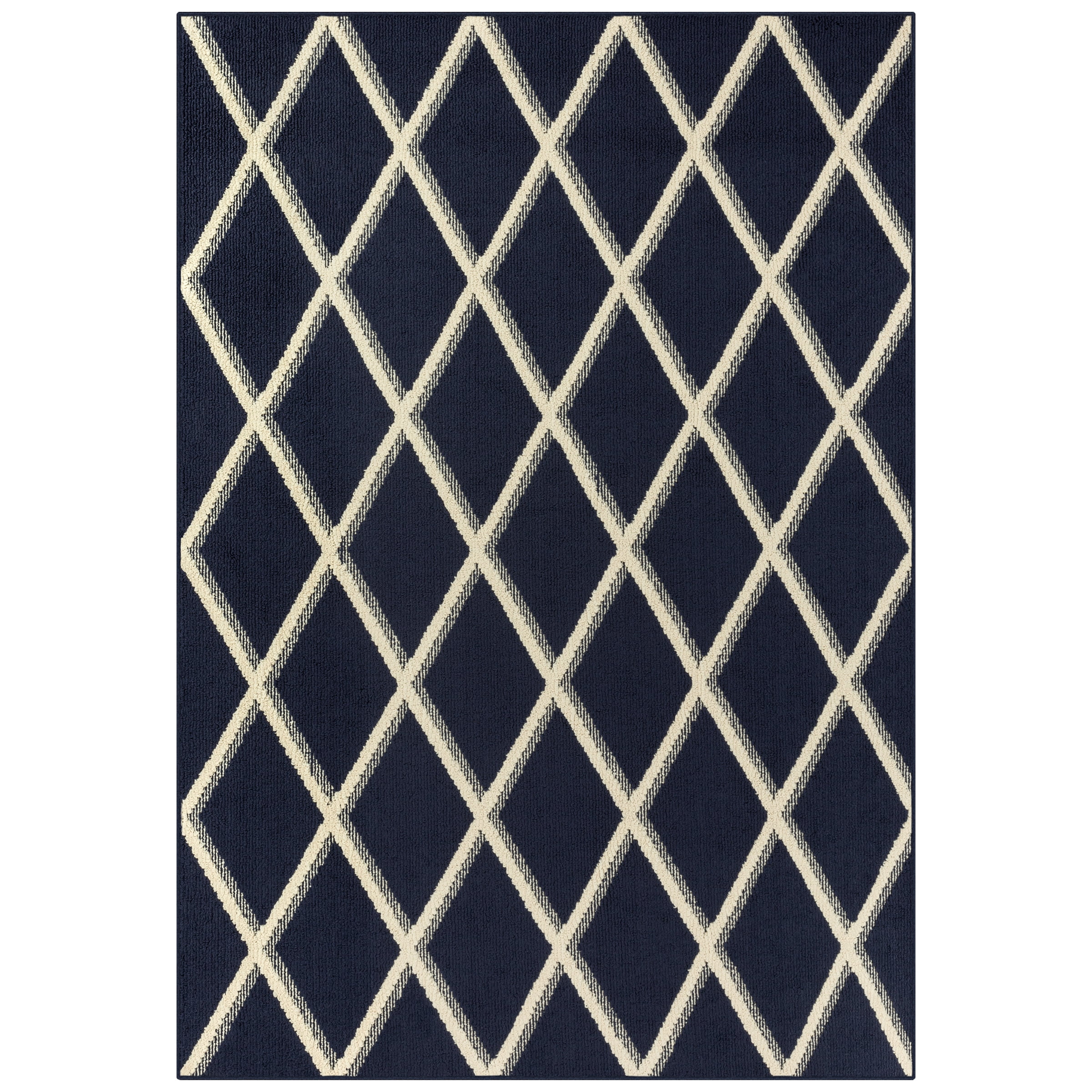 Mainstays Diamond Geometric High Low Pile Navy Blue Indoor Area Rug, 5