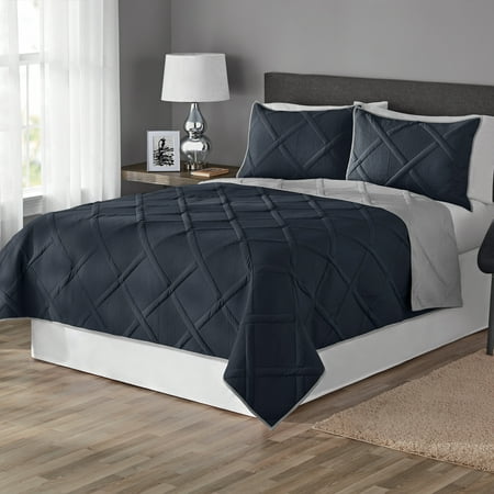 Mainstays Diamond Grey Argyle Polyester Adult Quilt, King, Reversible