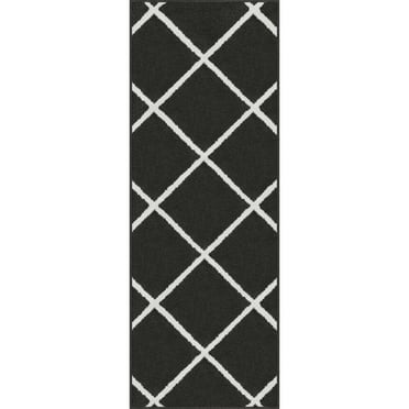 Mainstays Diamond Indoor Hallway Runner Rug, 22"x 60" Black